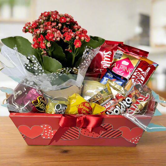 Affection Basket with Chocolates and Flowers
