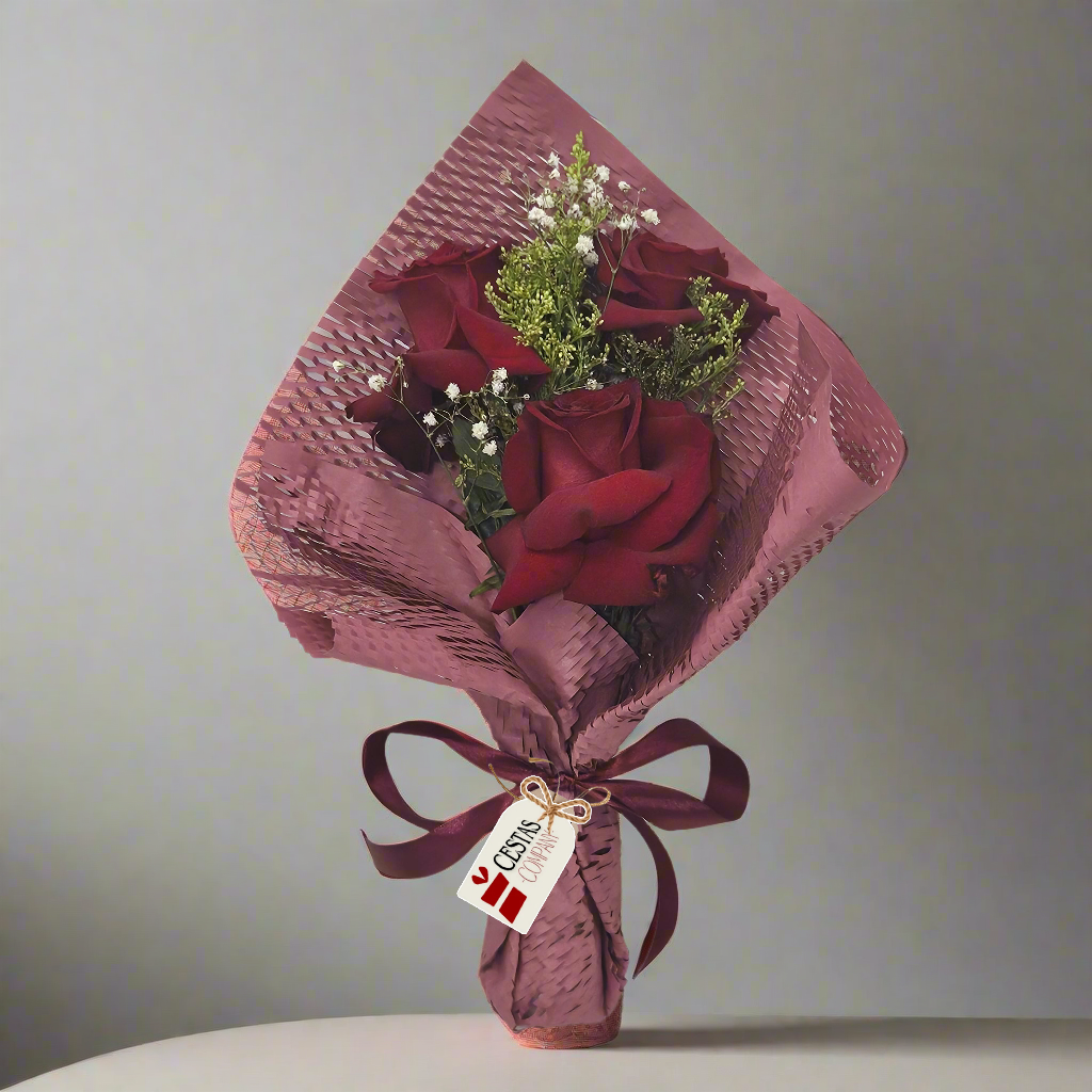 Buquê Trio de Rosas Colombianas Red Love